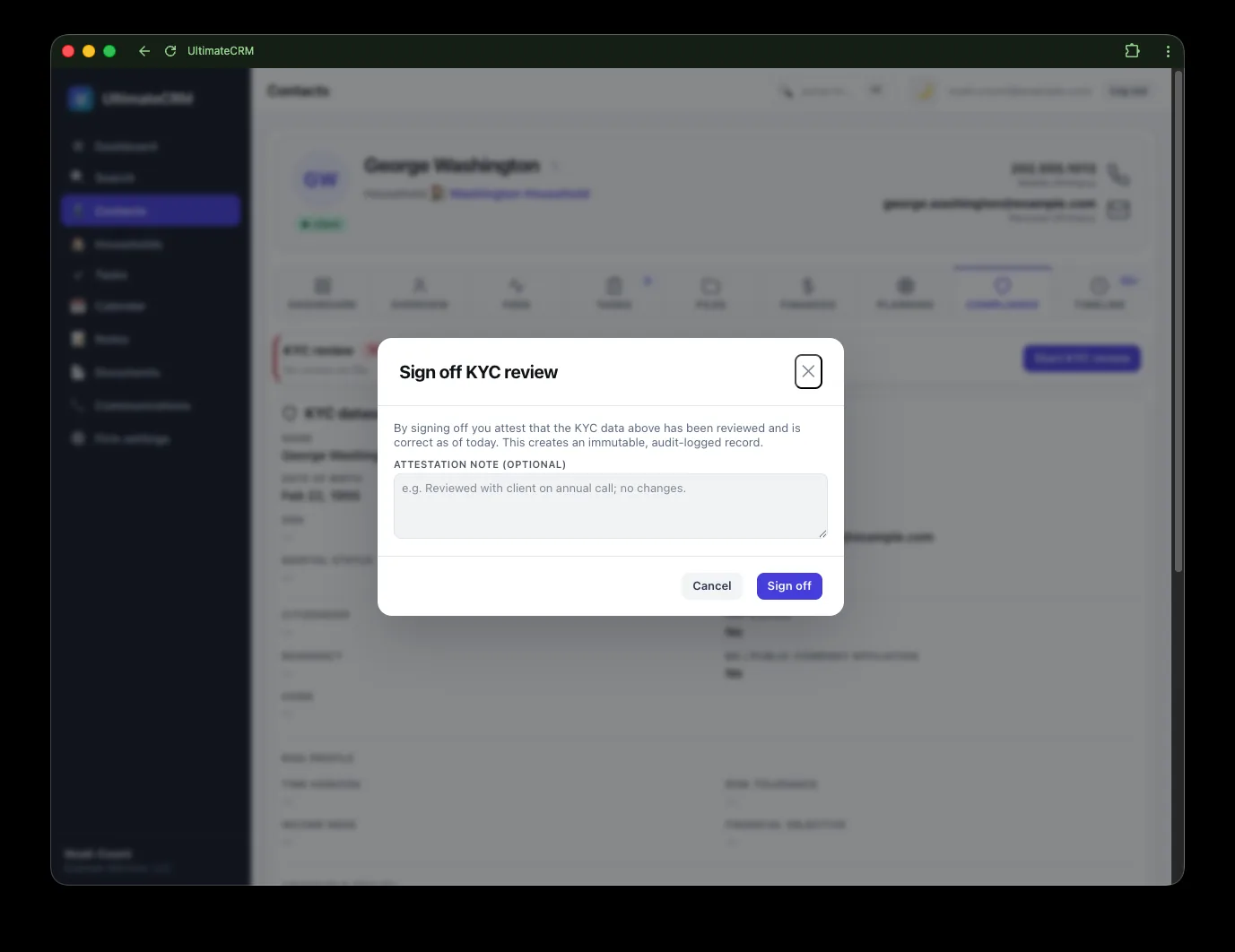 KYC and compliance screenshot